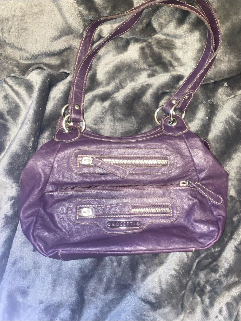 Rosetti Deep Purple Faux Leather Shoulder Purse